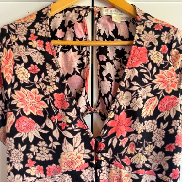 saltwater LUXE , Black Floral Romper! - Picture 6 of 7